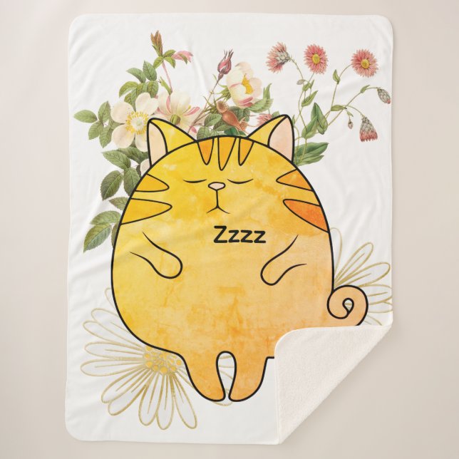 Manta Sherpa Sleepy Ginger Cat (Anverso)
