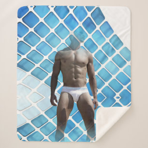 Manta Sherpa SlipperyJoe hombre muscular seis empates abs macho