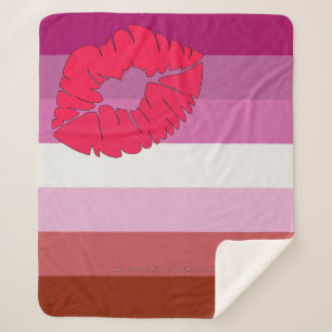 Manta Sherpa SlipperyJoe lápiz labial bandera de orgullo lésbic