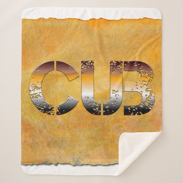 Manta Sherpa SlipperyJoe's cub word naranja-tonos marrones pro (Anverso)