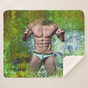 Manta Sherpa SlipperyJoe's hombre adulto muy musculoso sin cami