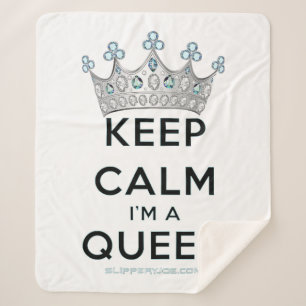 Manta Sherpa SlipperyJoe's Keep Calm Queen Royal Crown jewels a