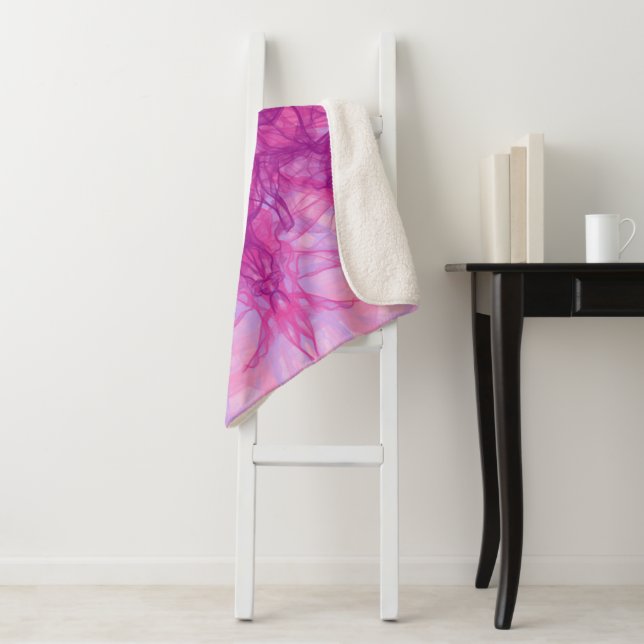 Manta Sherpa SMOKE PINK - Arte fractal moderno y abstracto - (In situ)