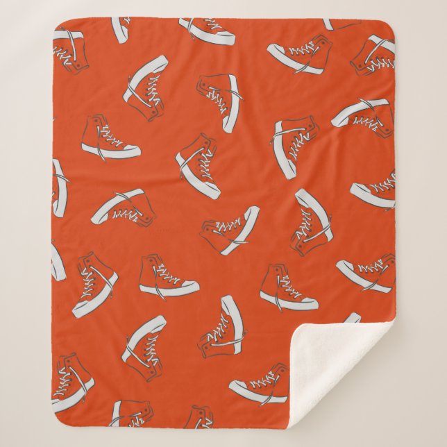 Manta Sherpa Sneakers seamless pattern on red background (Anverso)