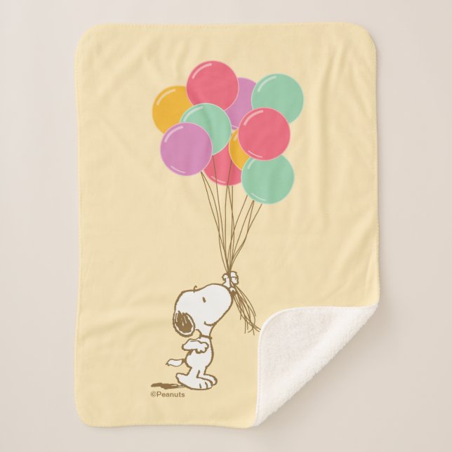 Manta Sherpa Snoopy and Balloons Sherpa Blanket (Anverso)