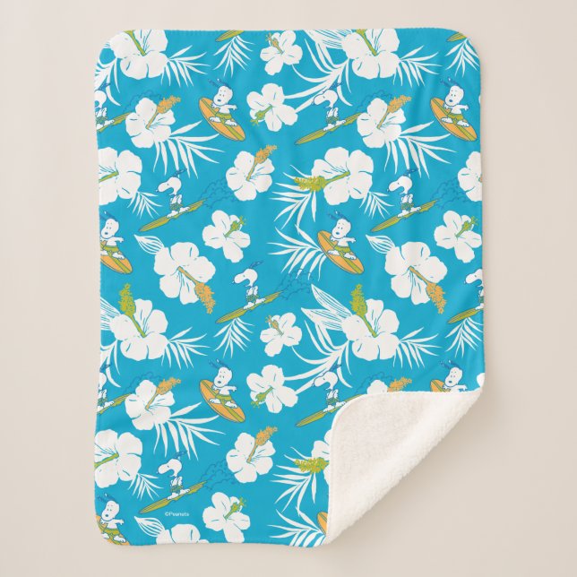 Manta Sherpa Snoopy Brooklyn Beach Pattern (Anverso)