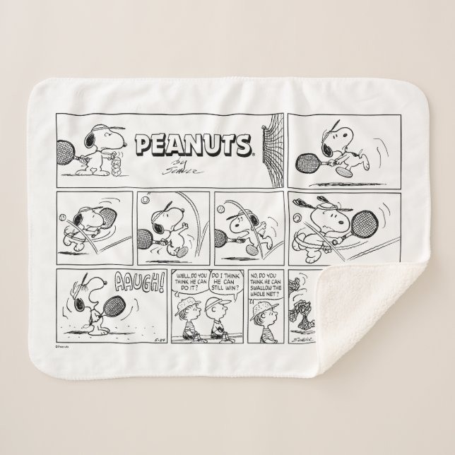 Manta Sherpa Snoopy Juega Al Tenis (Anverso (horizontal))