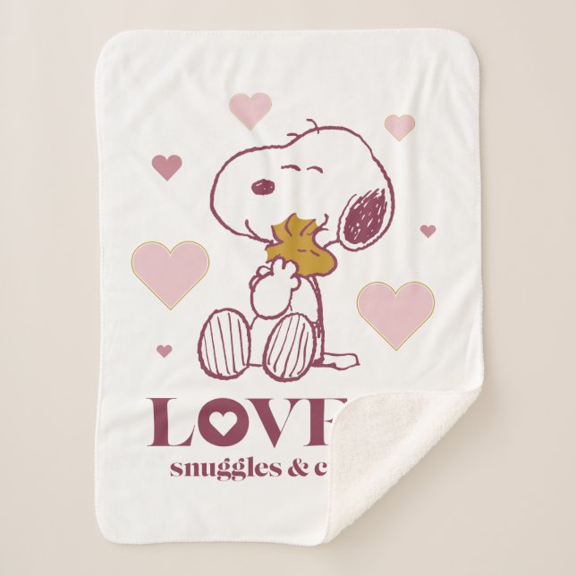 Manta Sherpa Snoopy & Woodstock Love is Snuggles & Cuddle Masco (Anverso)