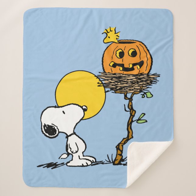 Manta Sherpa Snoopy & Woodstock Nest con Jack O' Lantern (Anverso)