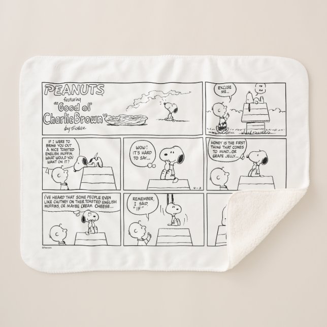Manta Sherpa Snoopy y Charlie Brown | Muffin inglés (Anverso (horizontal))