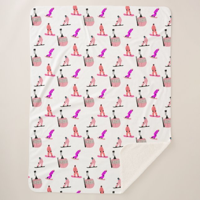 Manta Sherpa Snowboard rosado (Anverso)