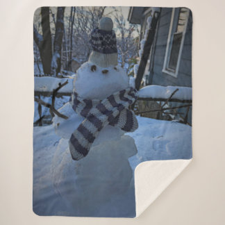 Manta Sherpa Snowman en My Table Sherpa Blanket