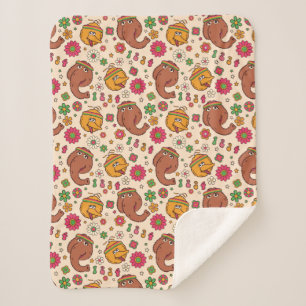 Manta Sherpa Snuffleupagus y Big Bird Groovy Flower Pattern
