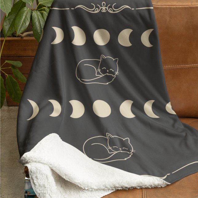 Manta Sherpa Snuggys espumosos (Add a touch of spooky elegance to your space with cats and moon phases in champagne gold.)