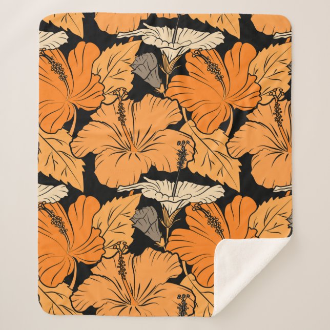 Manta Sherpa Sobre fondo negro. Pintura dibujada a mano en esca (Anverso)