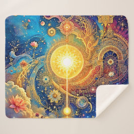 Manta Sherpa Sol cósmico Mandala Art