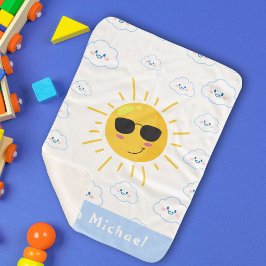 Manta Sherpa Sol y bebé en la nube personalizados
