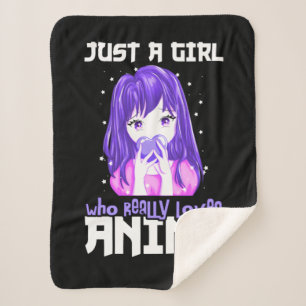Manta Sherpa Sólo un Chica que ama realmente a Anime en morado
