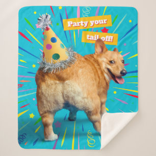 Manta Sherpa Sombrero de cumpleaños para trasero de Corgi