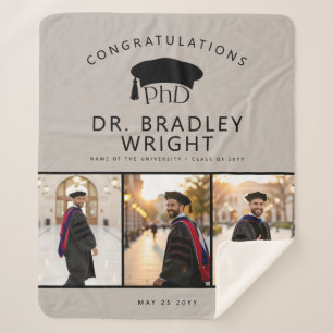Manta Sherpa Sombrero de graduación de doctorado personalizado