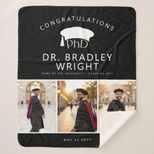 Manta Sherpa Sombrero de graduación de doctorado personalizado