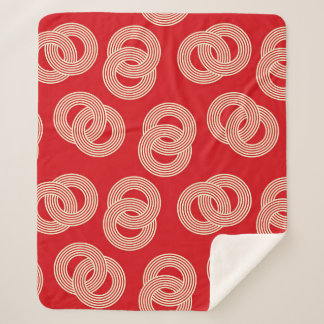 Manta Sherpa Sombrillas rojas, patrón de anillos a rayas interb