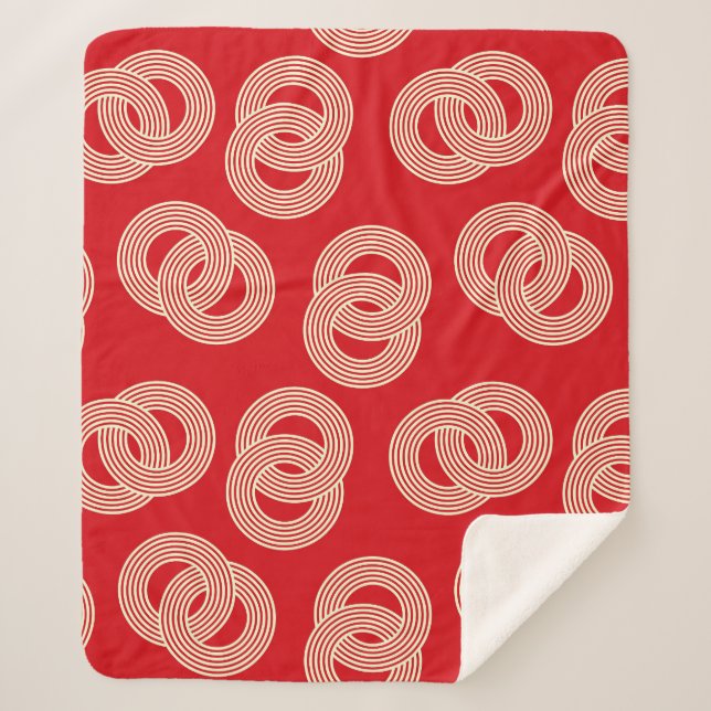 Manta Sherpa Sombrillas rojas, patrón de anillos a rayas interb (Anverso)