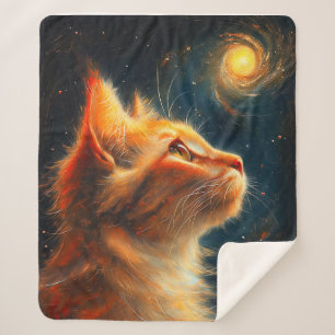Manta Sherpa Soñador Cósmico Gato Pelirrojo Estrellado