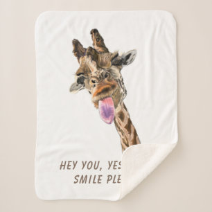 Manta Sherpa Sonrisa divertida de la jirafa Sherpa Blanket - Te