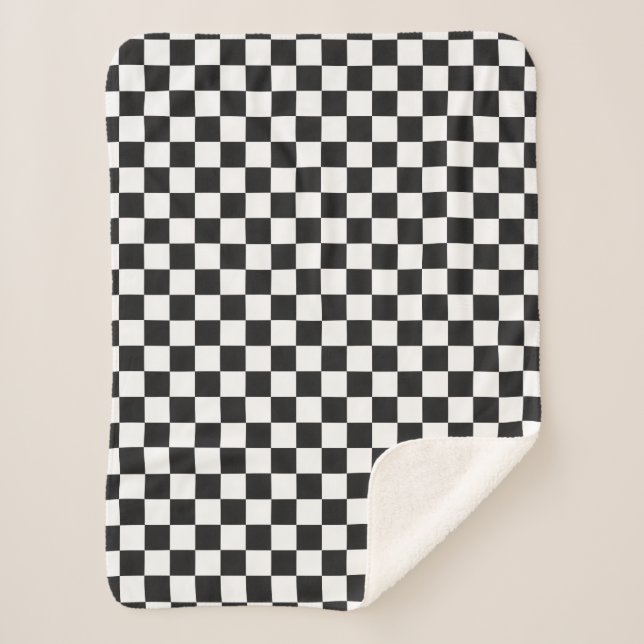 Manta Sherpa Sophisticated Black and White Checkered Pattern (Anverso)