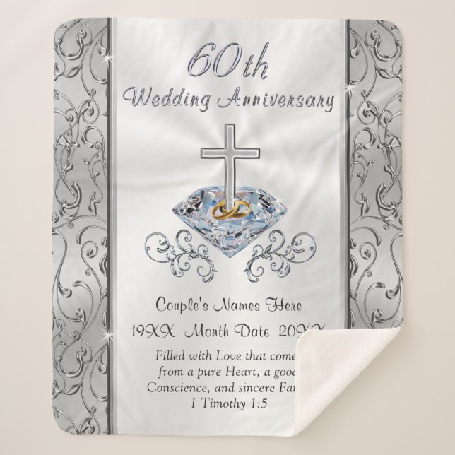 Manta Sherpa Sorprendente cristiano, regalo del 60 aniversario  (Anverso)