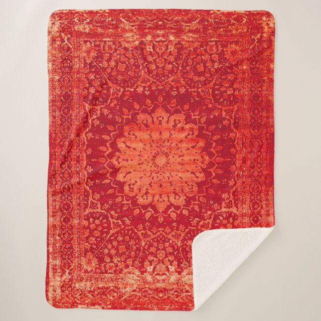 Manta Sherpa Souk Sunset: Patrón marroquí Naranja Marrakesh (Anverso)