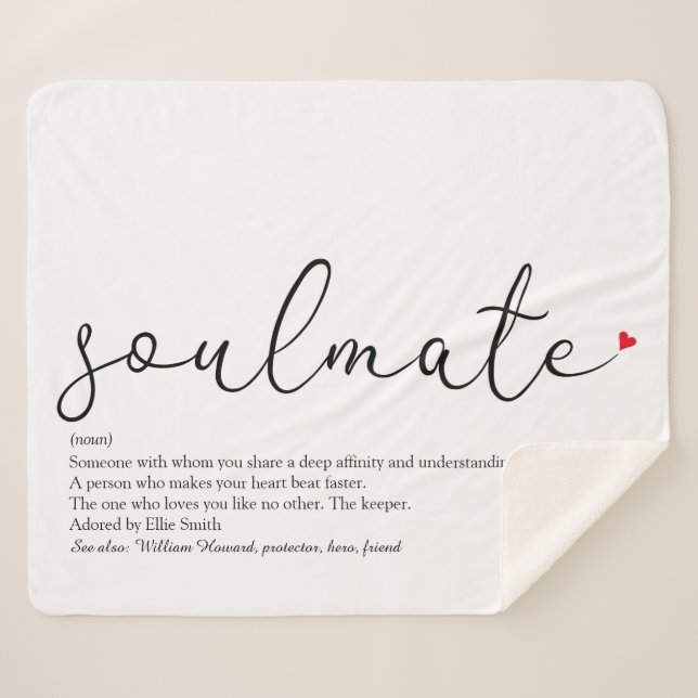 Manta Sherpa Soulmate Script Love Heart Definition (Anverso (horizontal))