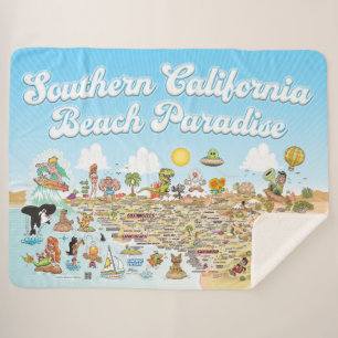 Manta Sherpa Southern California Beach Paradise Fleece Blanket