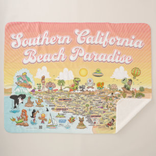 Manta Sherpa Southern California Beach Paradise Fleece Blanket