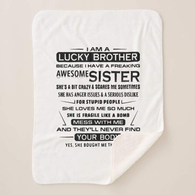 Manta Sherpa Soy Un Hermano Afortunado Regalos Para Hermano (Anverso)