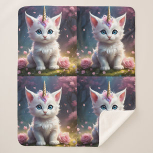 Manta Sherpa "Sparkle Paws: El encantador gatito unicornio"