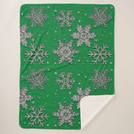 Manta Sherpa Sparkling purpurina snowflakes