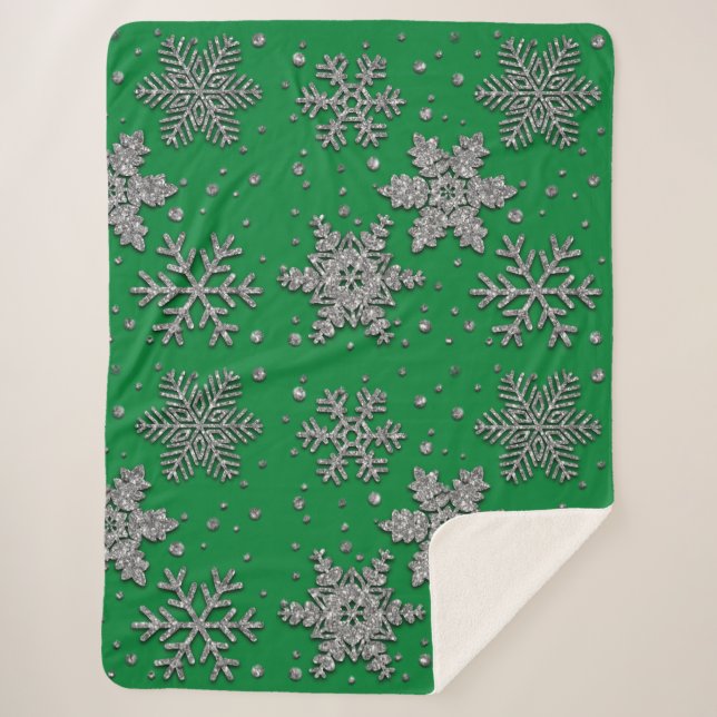 Manta Sherpa Sparkling purpurina snowflakes (Anverso)