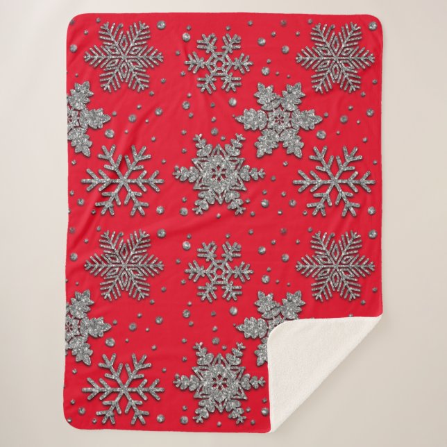 Manta Sherpa Sparkling purpurina snowflakes (Anverso)