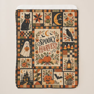 Manta Sherpa Spooky Harvest Vintage Halloween Patchwork