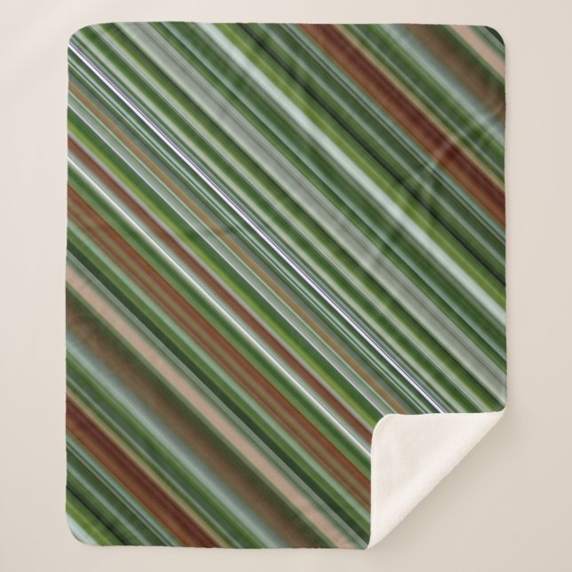 Manta Sherpa Spruce Tree Green and Brown Stripe (Anverso)