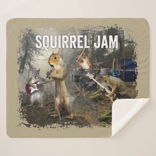 Manta Sherpa Squirrel Jam - banda de rock divertida (Anverso (horizontal))