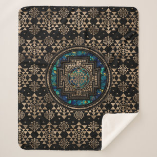 Manta Sherpa Sri Yantra/mármol y oro de Sri Chakra
