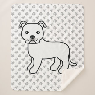 Manta Sherpa Staffordshire Bull Terrier Blanco Perro de Dibujos