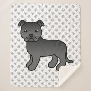 Manta Sherpa Staffordshire Bull Terrier negro perro de dibujos
