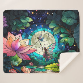 Manta Sherpa Stained Glass Little Fairy With Dragonfly