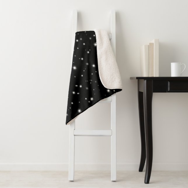 Manta Sherpa Starlight Sparkles Black and White Stars (In situ)