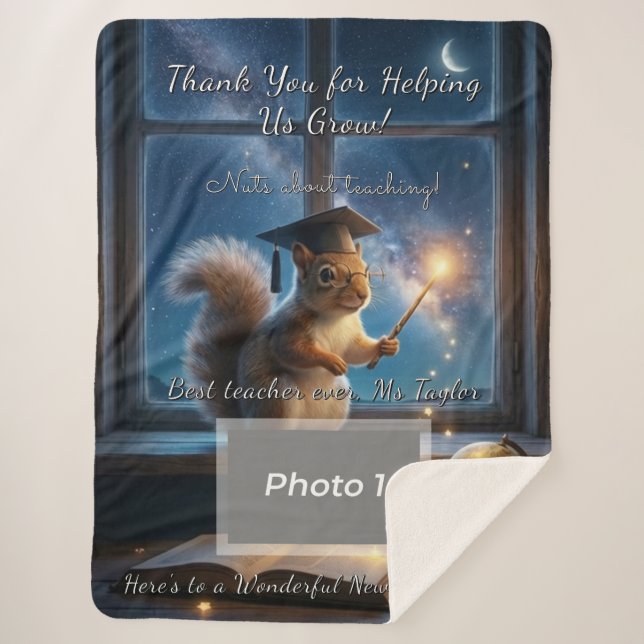 Manta Sherpa Starry Squirrel Teacher Appreciation Blanket (Anverso)