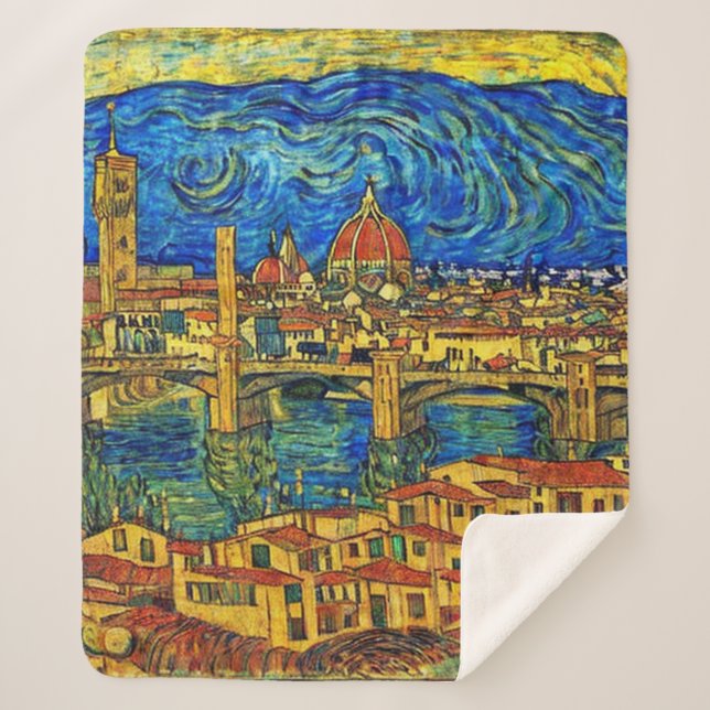Manta Sherpa Starry Starry Night Florence Italia (Anverso)